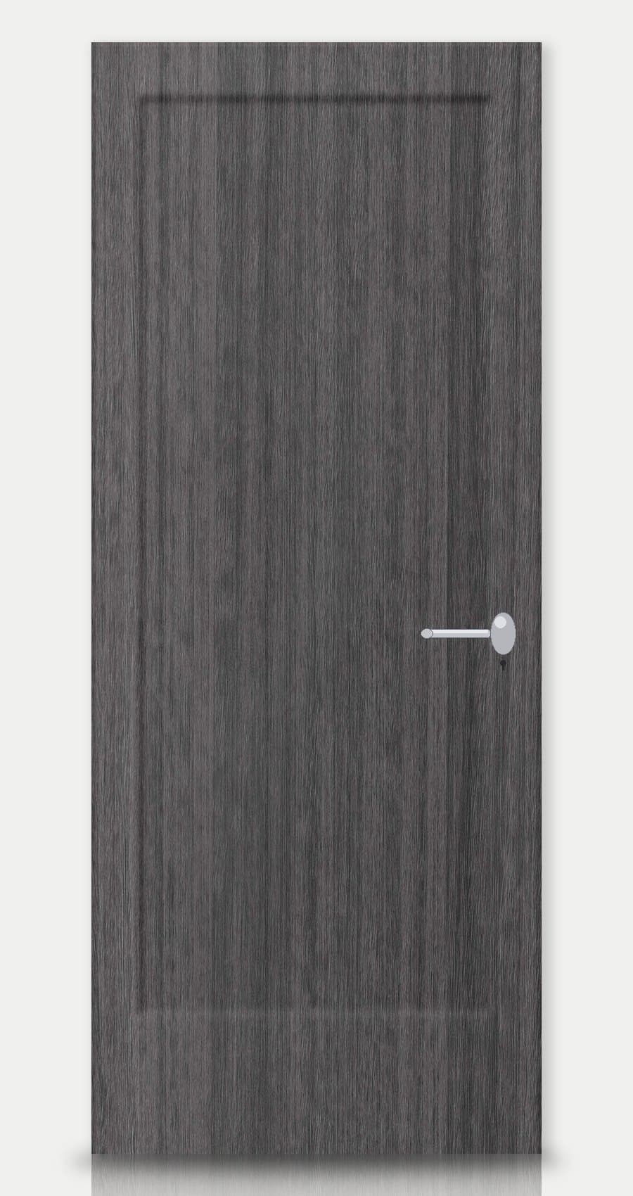 Charcoal Mist applied on a WPC door — real-door preview