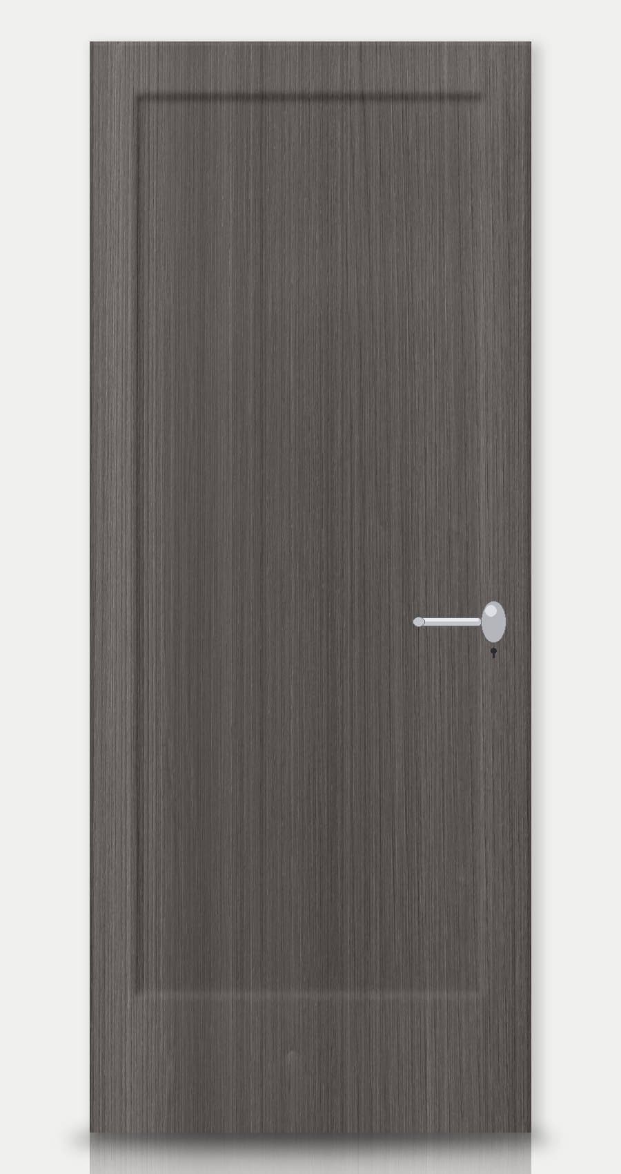 Iron Oak applied on a WPC door — real-door preview