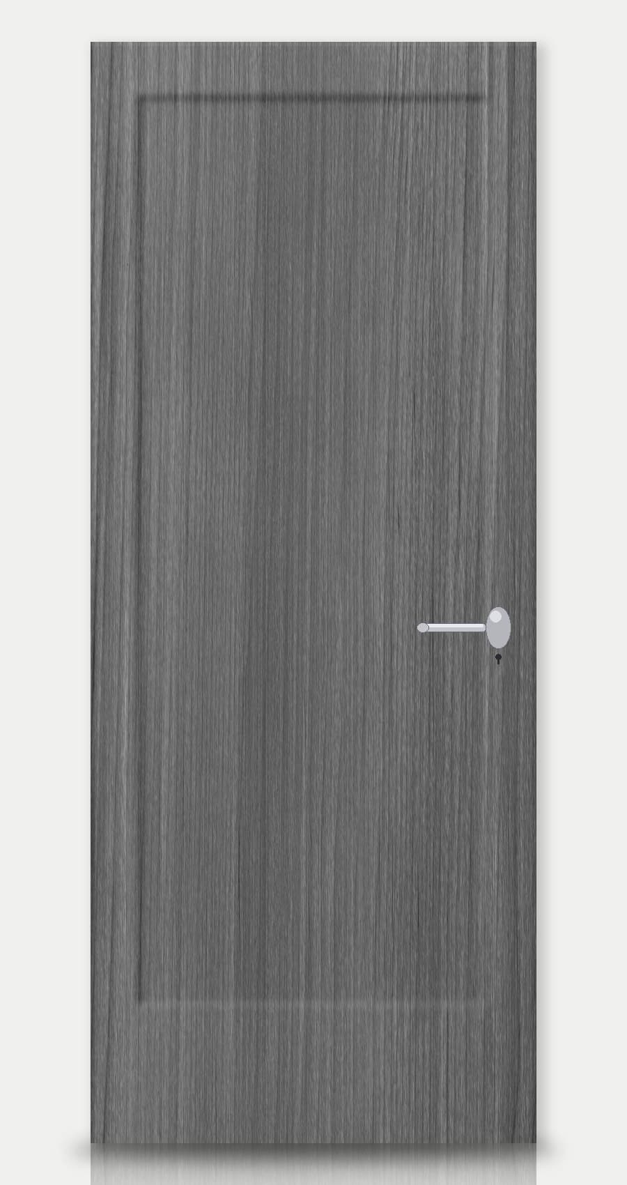 Anthracite Oak applied on a WPC door — real-door preview