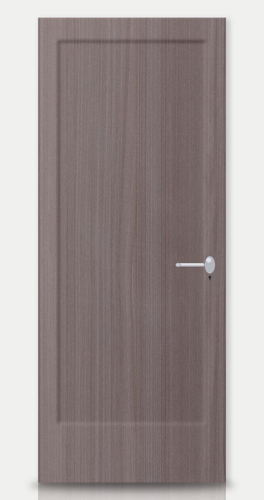 Shadow Grey applied on a WPC door — real-door preview