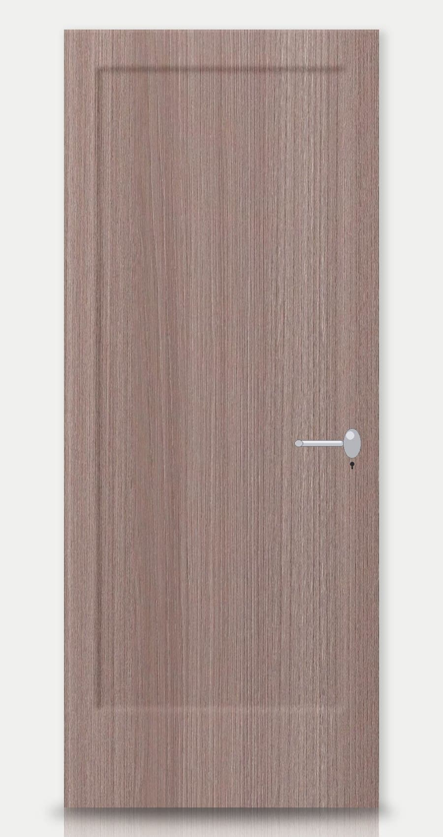 Sand Oak applied on a WPC door — real-door preview