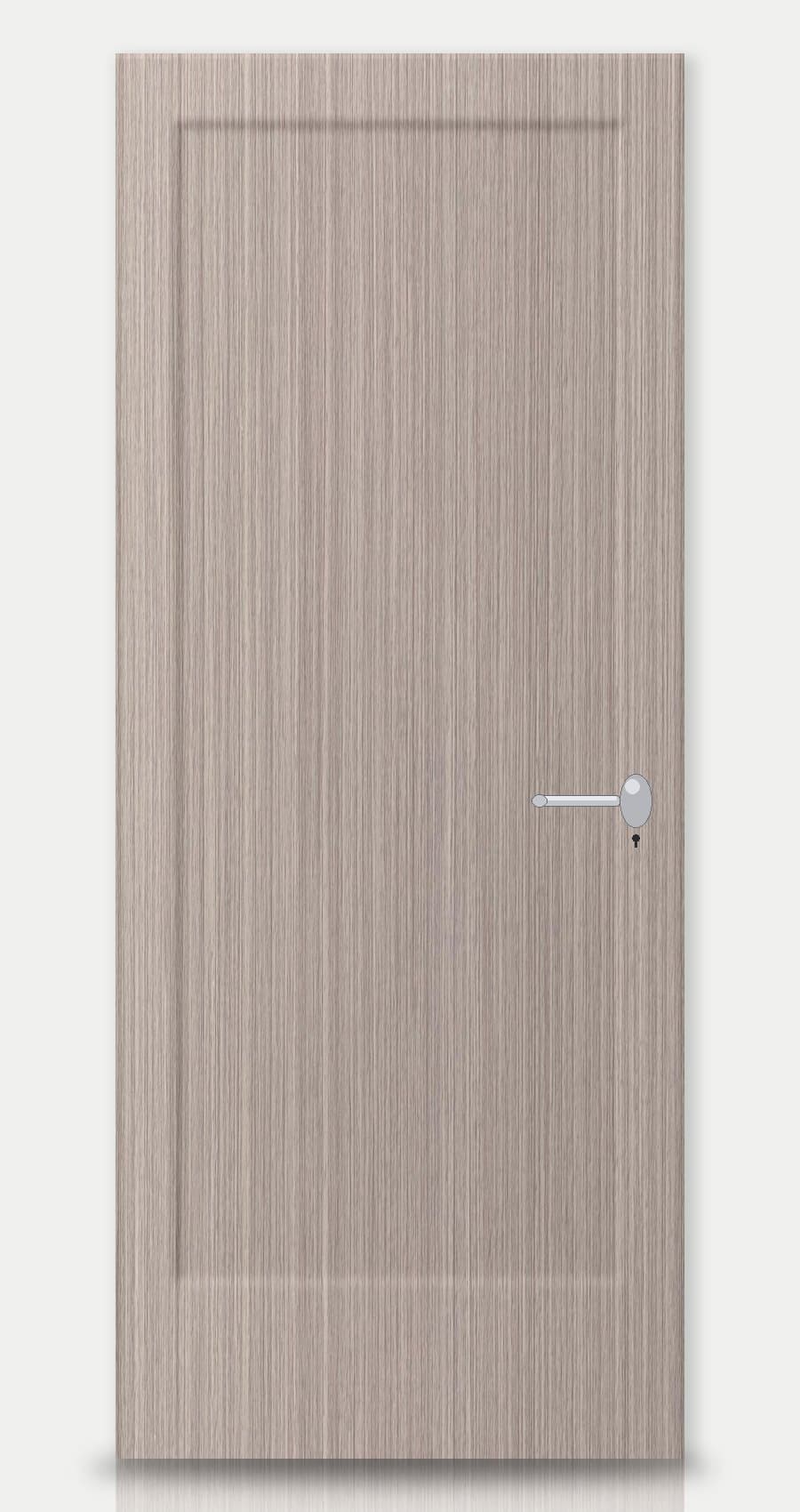 Pale Oak applied on a WPC door — real-door preview