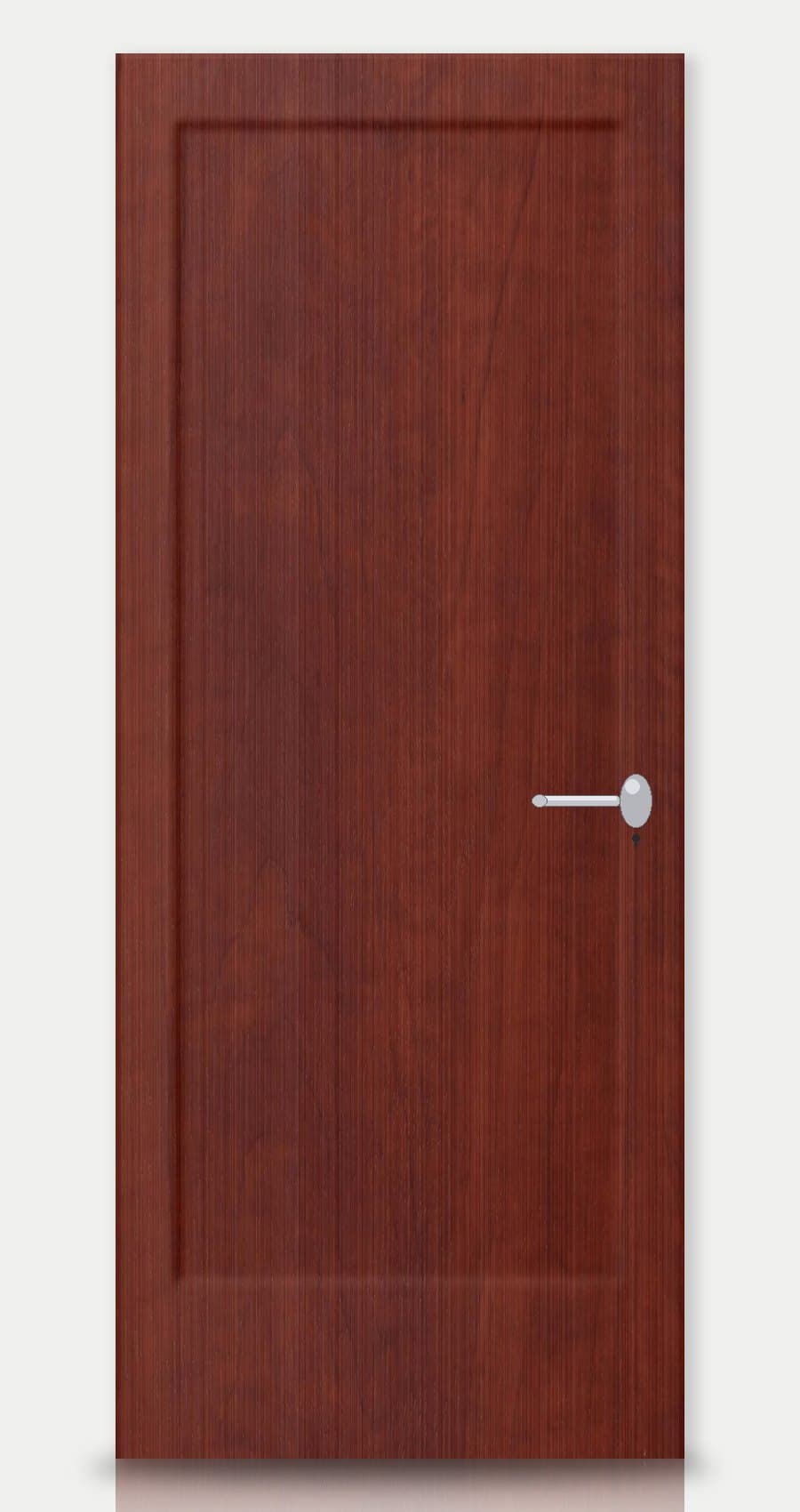Rustic Oak applied on a WPC door — real-door preview