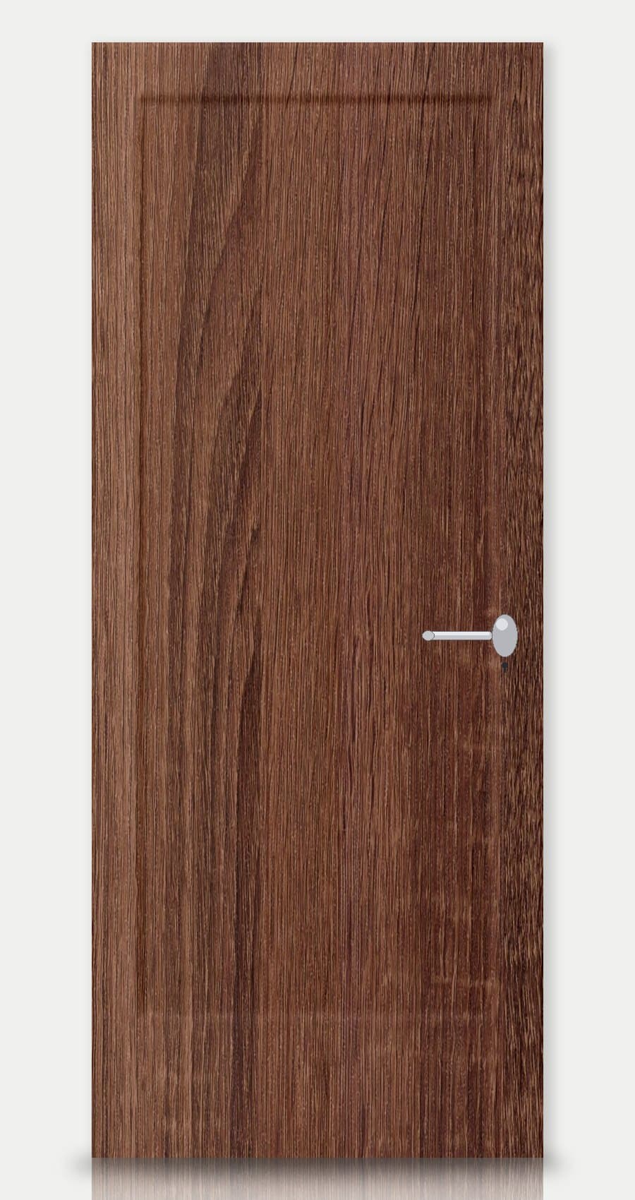 Aged Oak applied on a WPC door — real-door preview