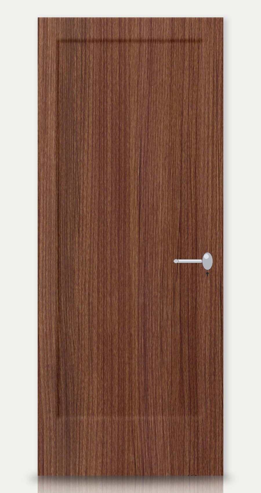 Russet Oak applied on a WPC door — real-door preview