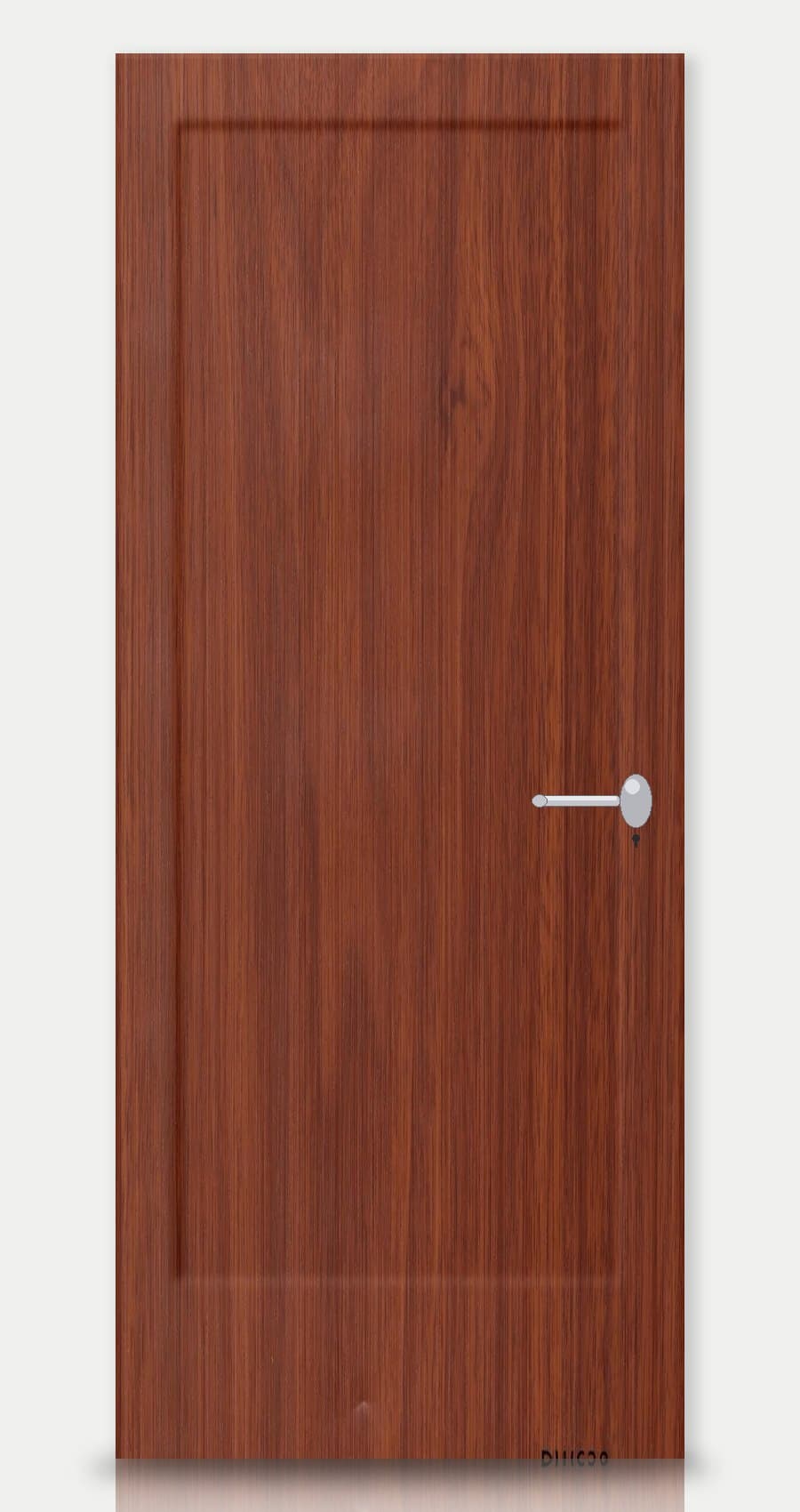 Bronze Walnut applied on a WPC door — real-door preview