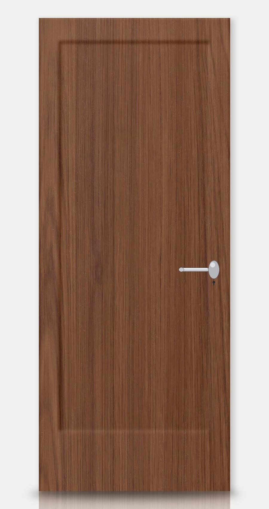 Brandy Oak applied on a WPC door — real-door preview
