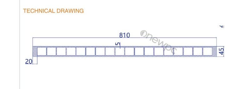 OW810/45.4-5.2 technical drawing - cross-sectional schematic with millimetre dimensions