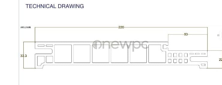 OWG220/33.3A-50 technical drawing - cross-sectional schematic with millimetre dimensions