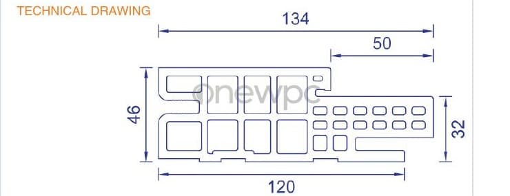 OWH120/46E-50 technical drawing - cross-sectional schematic with millimetre dimensions