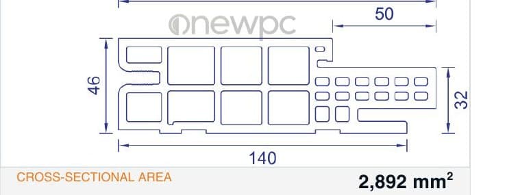 OWH140/46E-50 technical drawing - cross-sectional schematic with millimetre dimensions