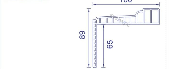OWL100/24-89 technical drawing - cross-sectional schematic with millimetre dimensions