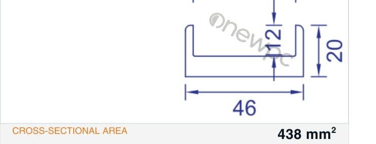 OWL46/20 technical drawing - cross-sectional schematic with millimetre dimensions