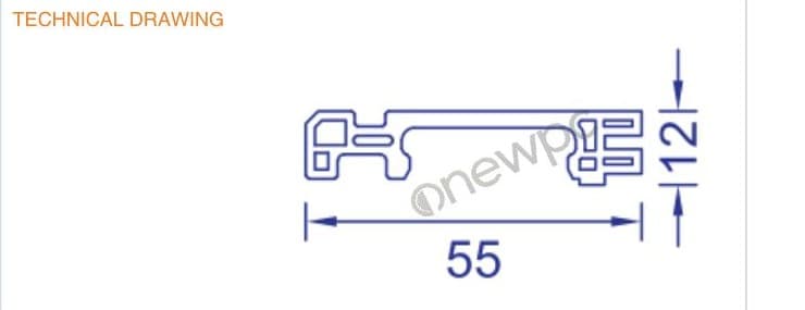 OWL55/12 technical drawing - cross-sectional schematic with millimetre dimensions
