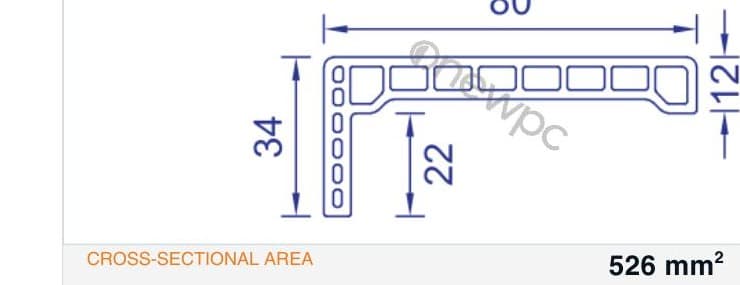 OWL80/12-34 technical drawing - cross-sectional schematic with millimetre dimensions