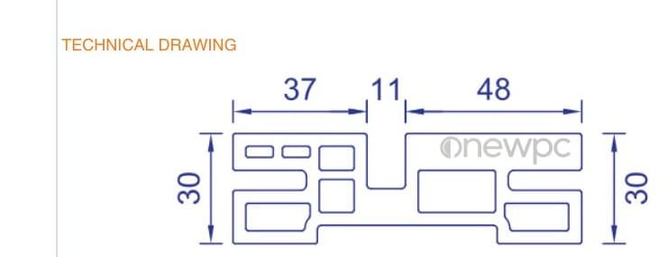 OWM95/30 technical drawing - cross-sectional schematic with millimetre dimensions