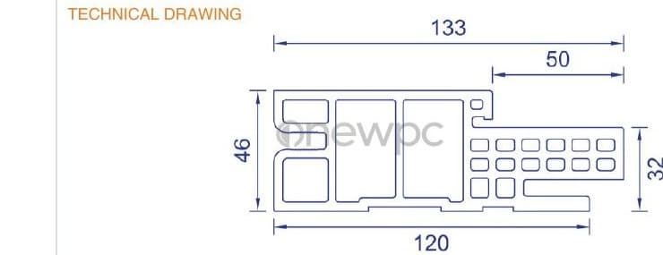 OWN120/46E-50 technical drawing - cross-sectional schematic with millimetre dimensions