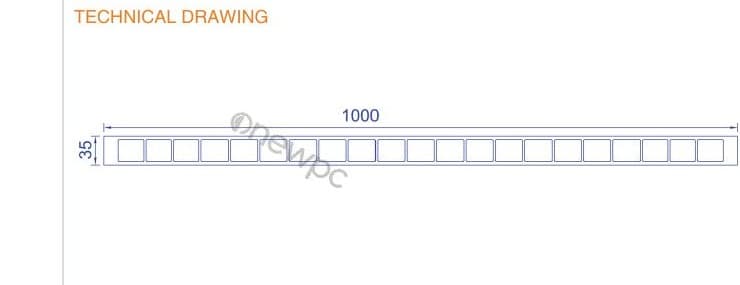 OWP1000/35 technical drawing - cross-sectional schematic with millimetre dimensions