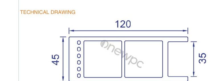 OWP120/45 technical drawing - cross-sectional schematic with millimetre dimensions