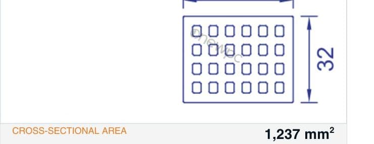 OWP41/32 technical drawing - cross-sectional schematic with millimetre dimensions