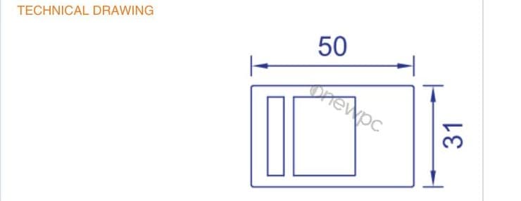 OWP50/31 technical drawing - cross-sectional schematic with millimetre dimensions