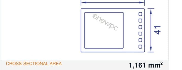 OWP60/40.7 technical drawing - cross-sectional schematic with millimetre dimensions
