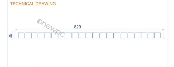 OWP820/35 technical drawing - cross-sectional schematic with millimetre dimensions