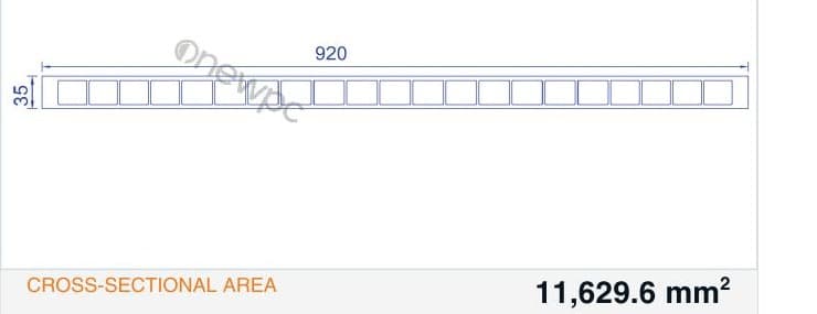 OWP920/35 technical drawing - cross-sectional schematic with millimetre dimensions