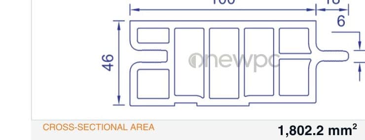 OWS100/46E technical drawing - cross-sectional schematic with millimetre dimensions