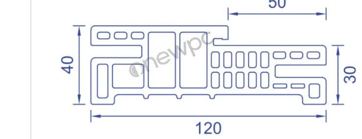 OWS120/40A-50 technical drawing - cross-sectional schematic with millimetre dimensions