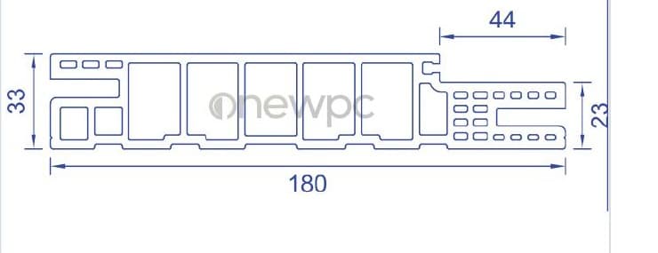 OWS180/33.3A-44 technical drawing - cross-sectional schematic with millimetre dimensions