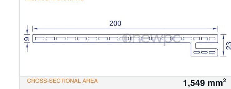 OWS200/23.3 technical drawing - cross-sectional schematic with millimetre dimensions