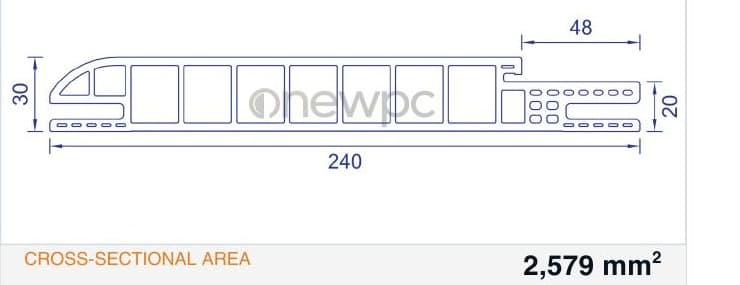 OWS240/30B-48 technical drawing - cross-sectional schematic with millimetre dimensions