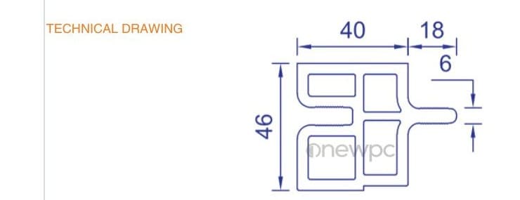 OWS40/46E technical drawing - cross-sectional schematic with millimetre dimensions
