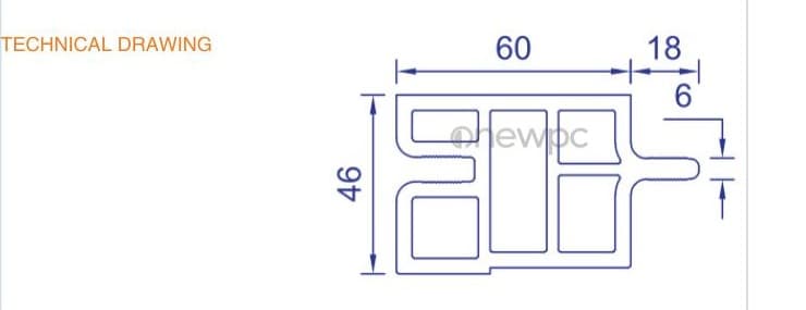 OWS60/46E technical drawing - cross-sectional schematic with millimetre dimensions