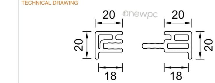 OWY40/20 technical drawing - cross-sectional schematic with millimetre dimensions