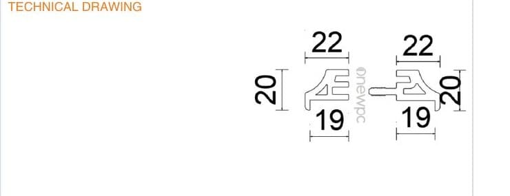 OWY45/20 technical drawing - cross-sectional schematic with millimetre dimensions