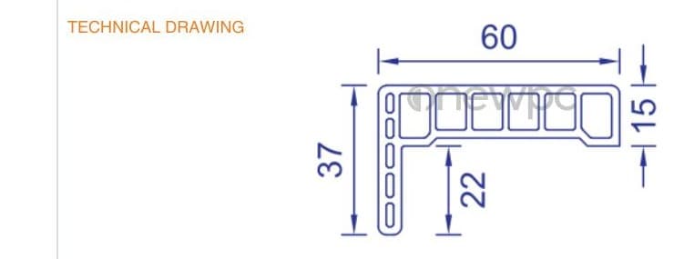 OWY60/15-37 technical drawing - cross-sectional schematic with millimetre dimensions