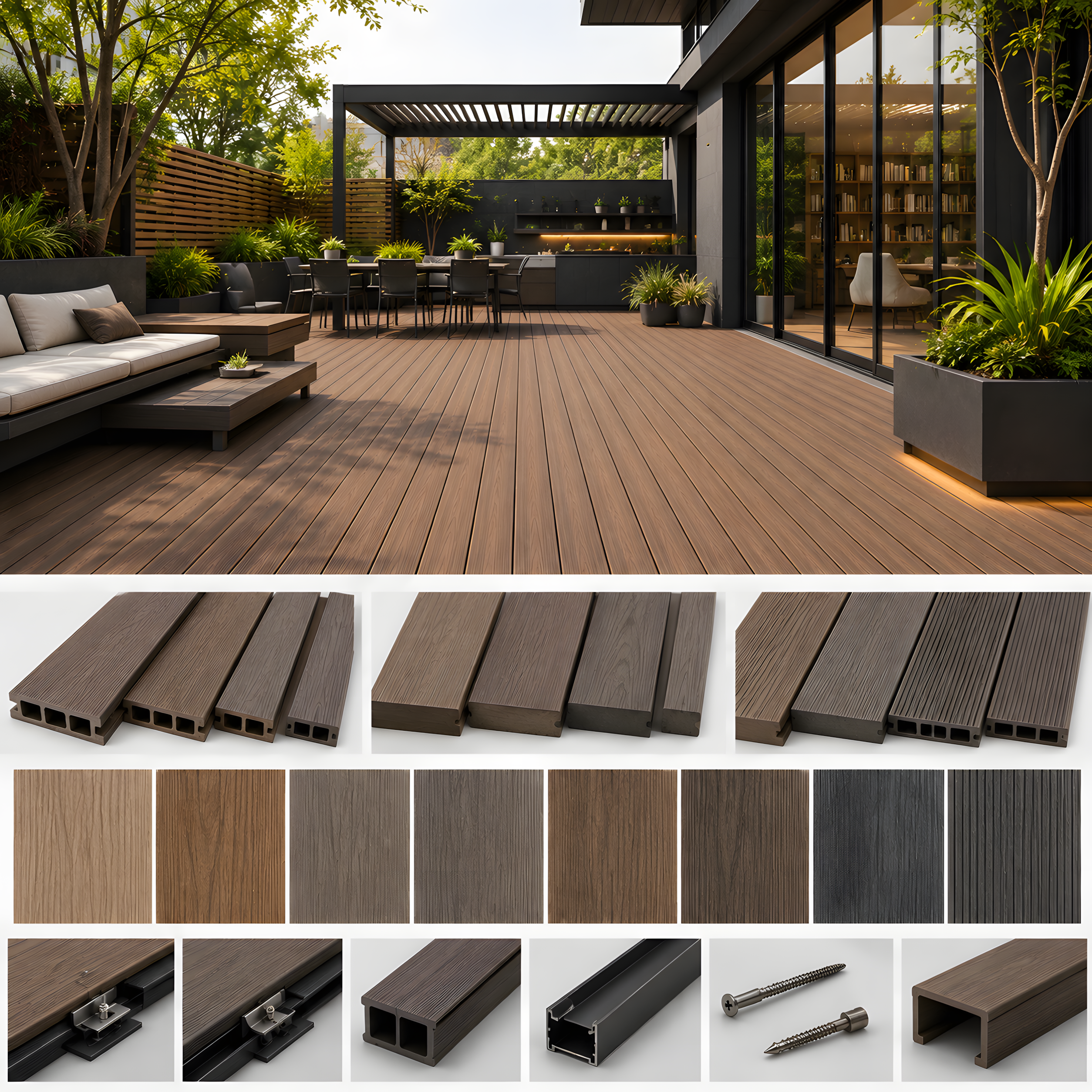 Solid, hollow and capped WPC decking profile options